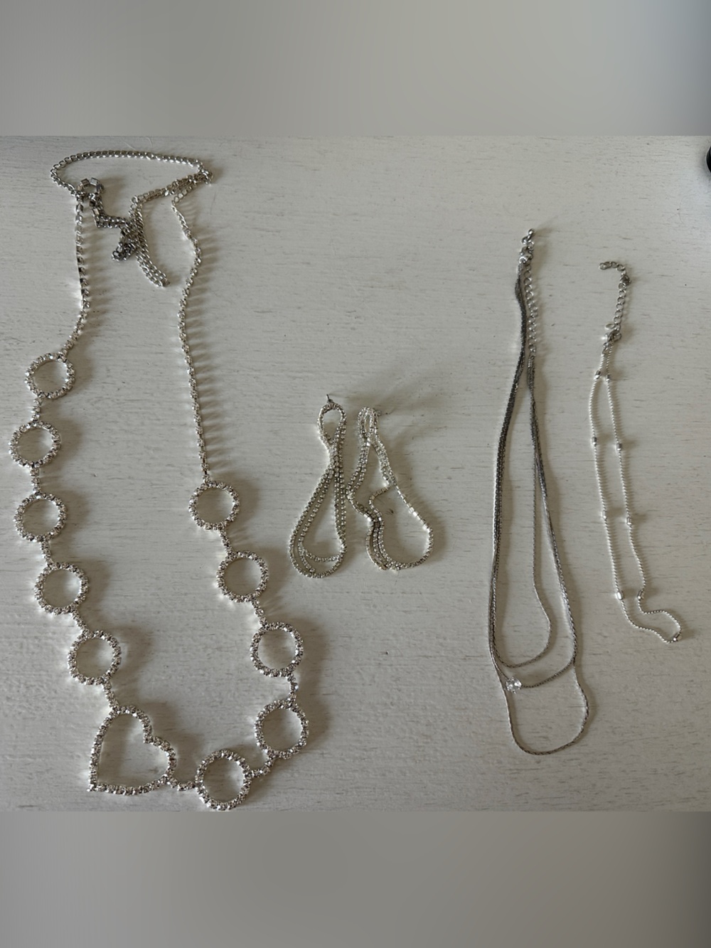 Silver Circle Link Multi-Necklace Set - Women Jewelry